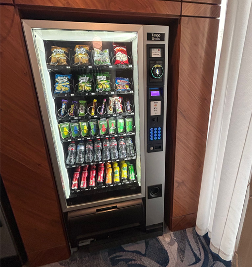 Vending machine recessed into a hotel corridor